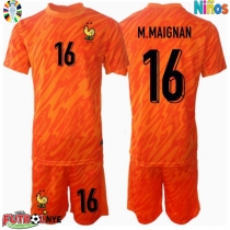 Camiseta Francia Mike Maignan #16 Portero Visitante Equipación para niños Eurocopa 2024 manga corta (+ pantalones cortos)